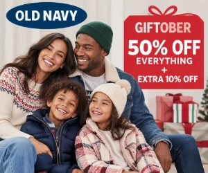 Old Navy Giftober: 50% Off Everything + Extra 10% Off