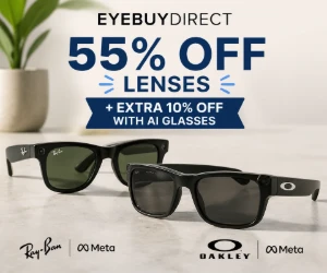 Save 55% on Lenses + Extra 10% Off with Ray-Ban Meta or Oakley Meta Frames